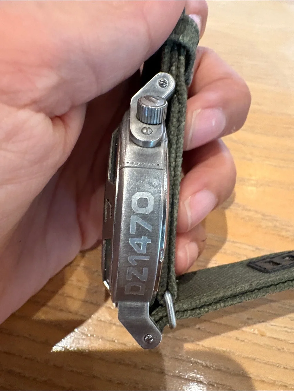 Diesel Black Dial Watch with Olive Canvas Strap